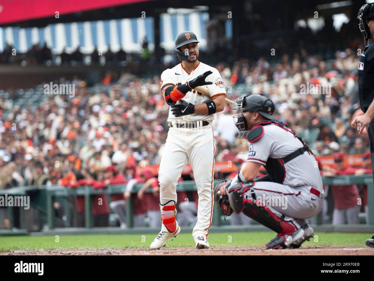 24 juin 2023 San Francisco CA, États-Unis Michael Conforto (8) dans la boîte batter pendant le match MLB NL-Ouest entre les Arizona Diamondbacks et les San Francisco Giants à Oracle Park San Francisco Calif. Thurman James/CSM Banque D'Images