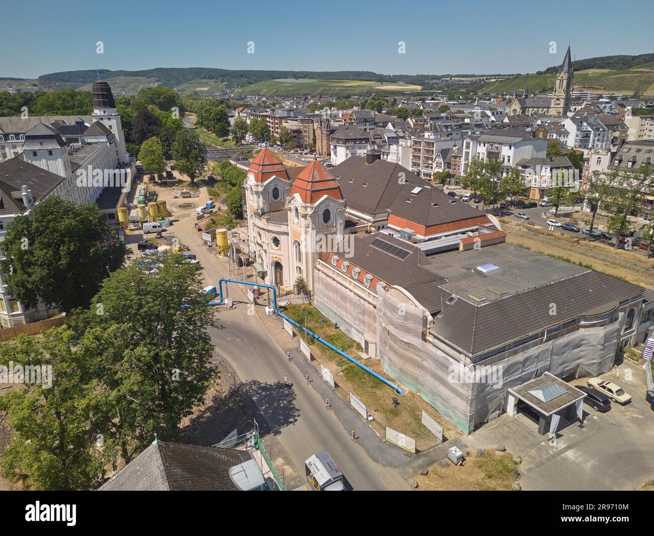 Le quartier thermal de Bad Neuenahr est encore un site de construction majeur près de deux ans après la catastrophe des inondations. Bad Neuenahr, Rhénanie-Palatinat Banque D'Images