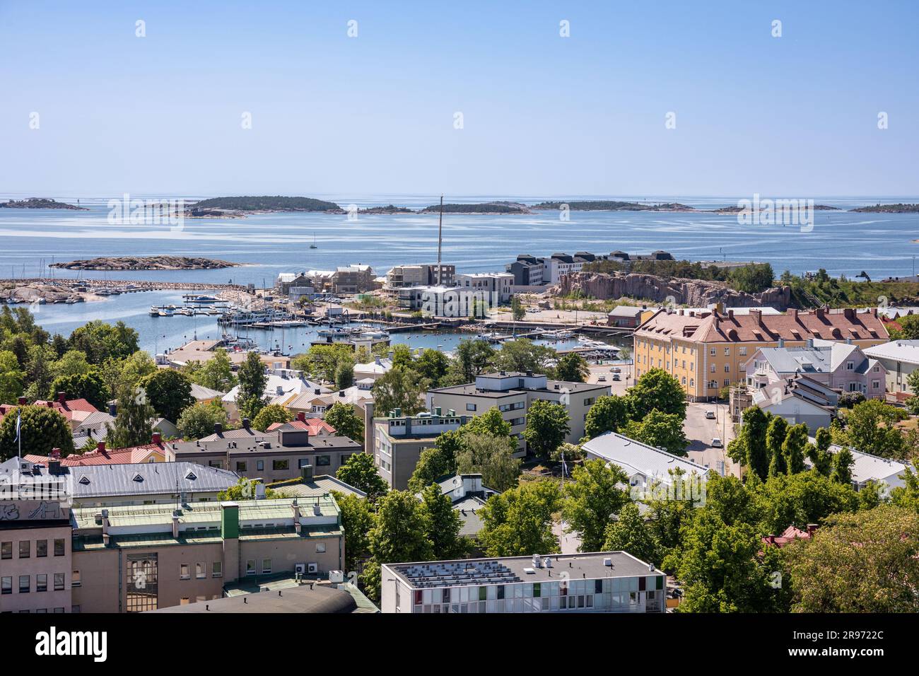 Vue aérienne ou à grand angle de Hanko, Finlande Banque D'Images