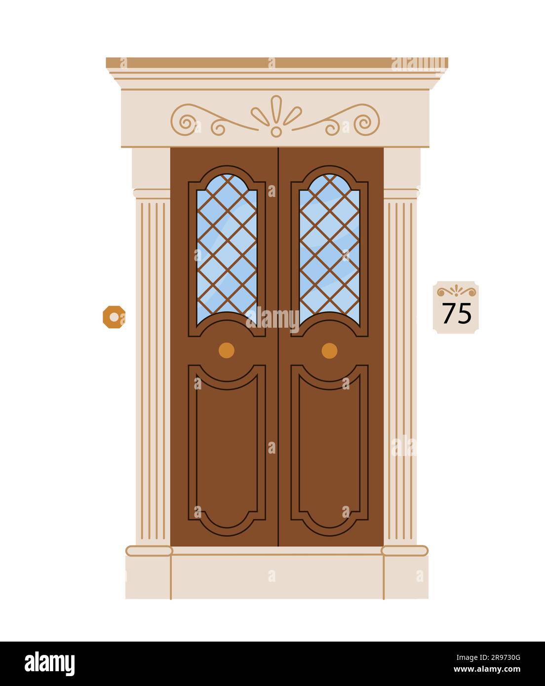 Porte marron avec concept vectoriel en marbre Illustration de Vecteur