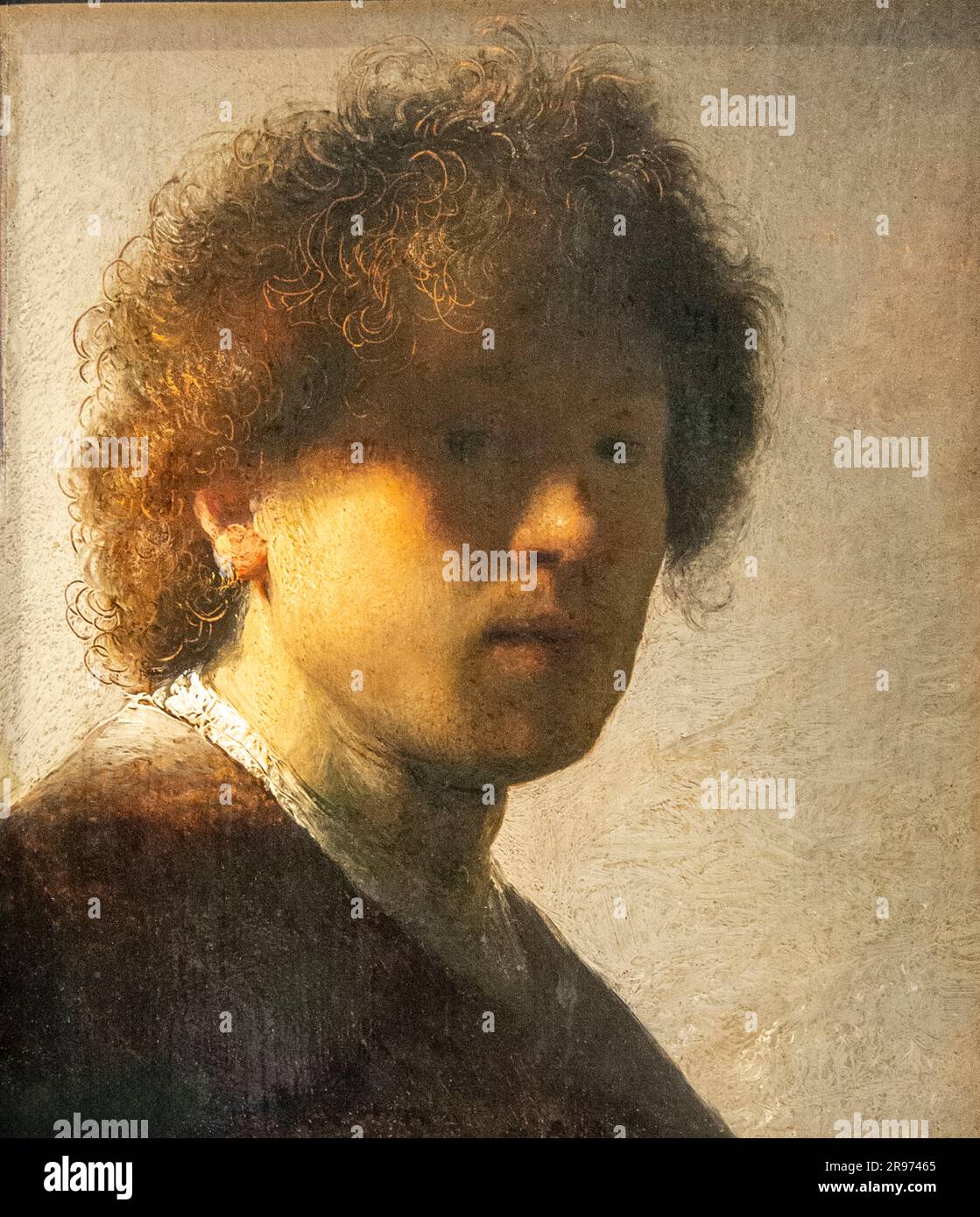 Autoportrait de Rembrandt avec des cheveux en forme de vaisselle au Rejksmuseum d'Amsterdam. Banque D'Images