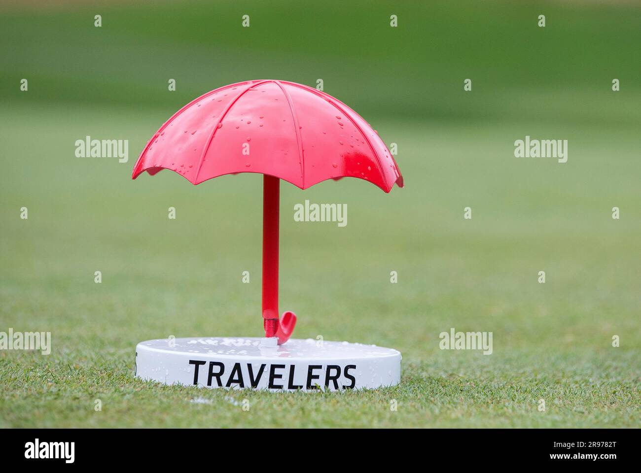 CROMWELL, CT - JUNE 24: General view of the tee marker during the third round of the 2023 Travelers Championship on June 24, 2023, at TPC River Highlands in Cromwell, CT. (Photo by M. Anthony Nesmith/Icon Sportswire) (Icon Sportswire via AP Images) Banque D'Images