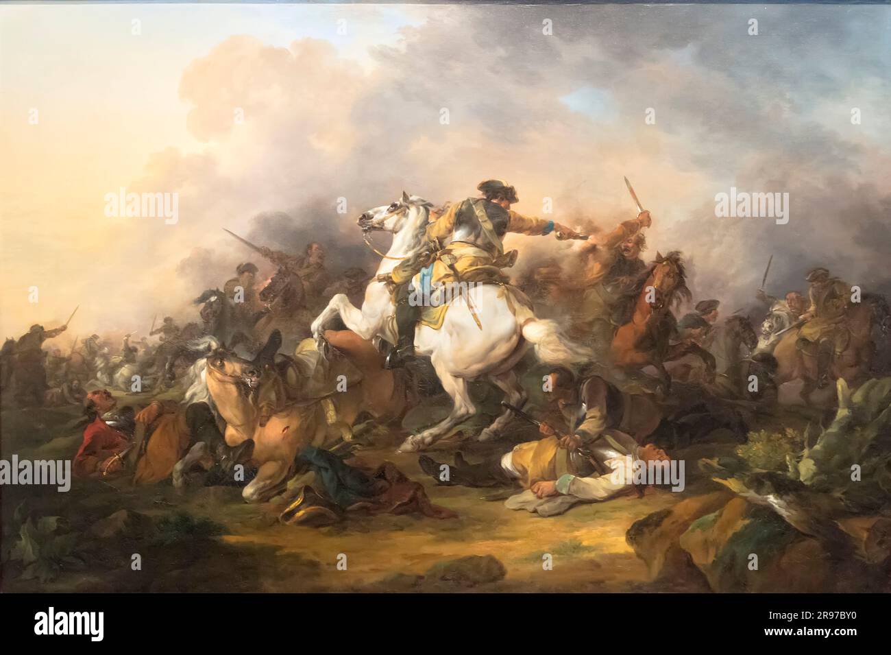 Cavalerie huile de bataille sur toile peinture par Francesco Casanova 1757 - 83 au Musée du Louvre, Abu Dhabi, eau Banque D'Images