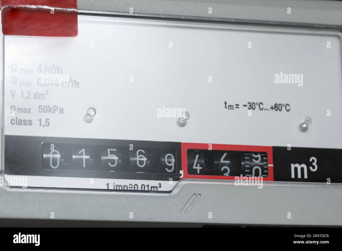 Compteur électrique comme arrière-plan, gros plan. Appareil de mesure de gaz Banque D'Images