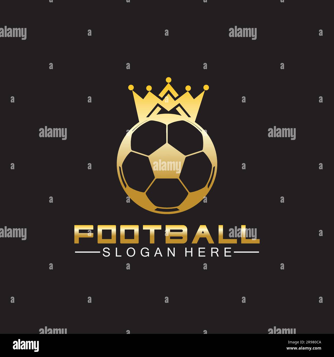 Logo King de football doré de qualité supérieure sur fond noir isolé Illustration de Vecteur