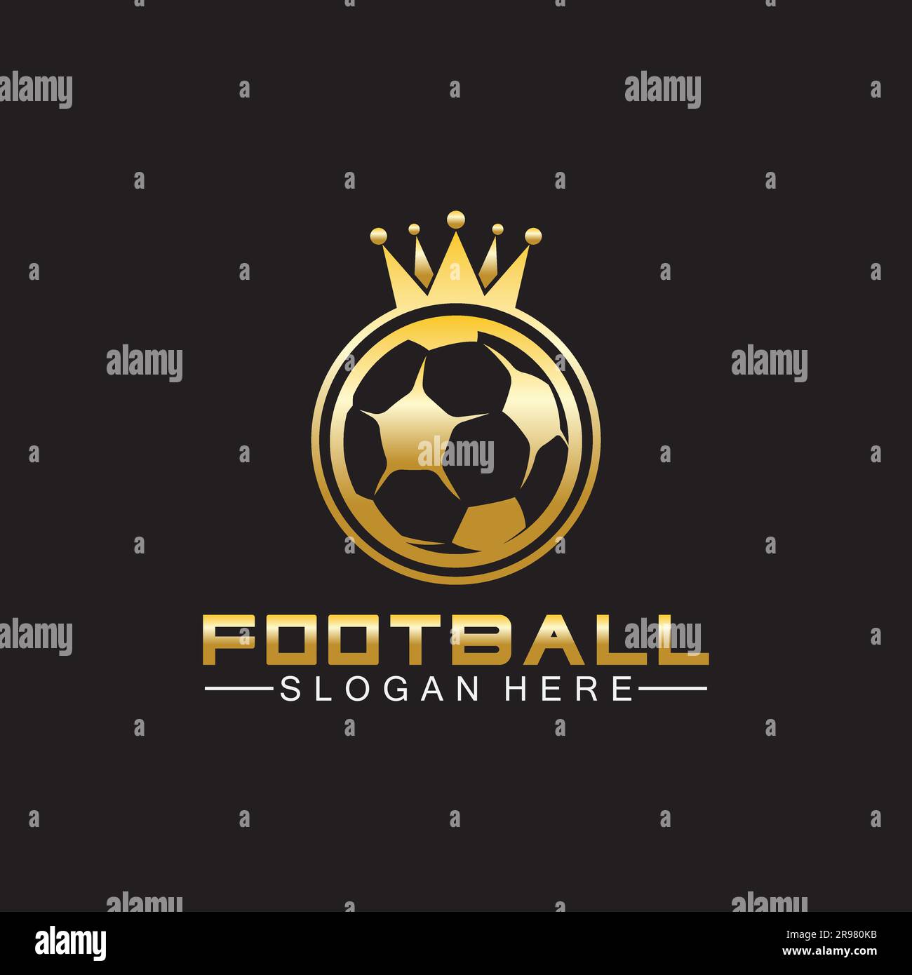 Logo King de football doré de qualité supérieure sur fond noir isolé Illustration de Vecteur