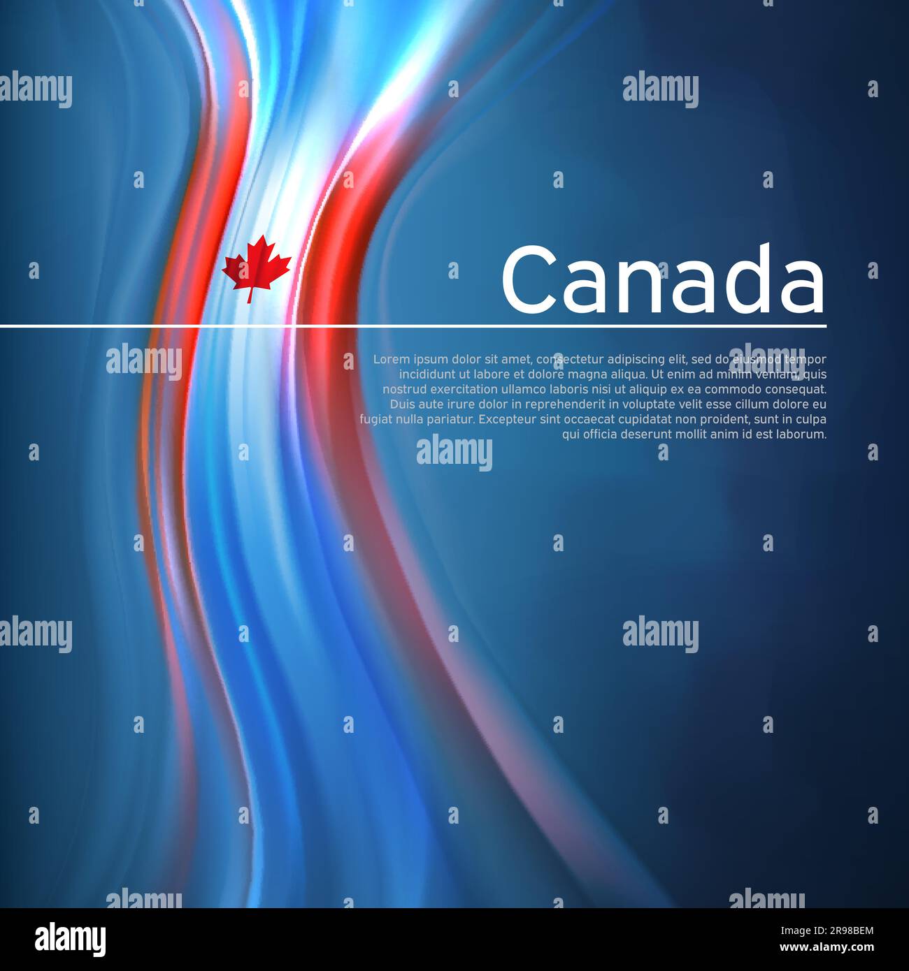 Arrière-plan du drapeau abstrait du Canada. Motif flou des couleurs claires lignes du drapeau canadien dans le ciel bleu, conception de brochures d'affaires. Bannière d'état Illustration de Vecteur