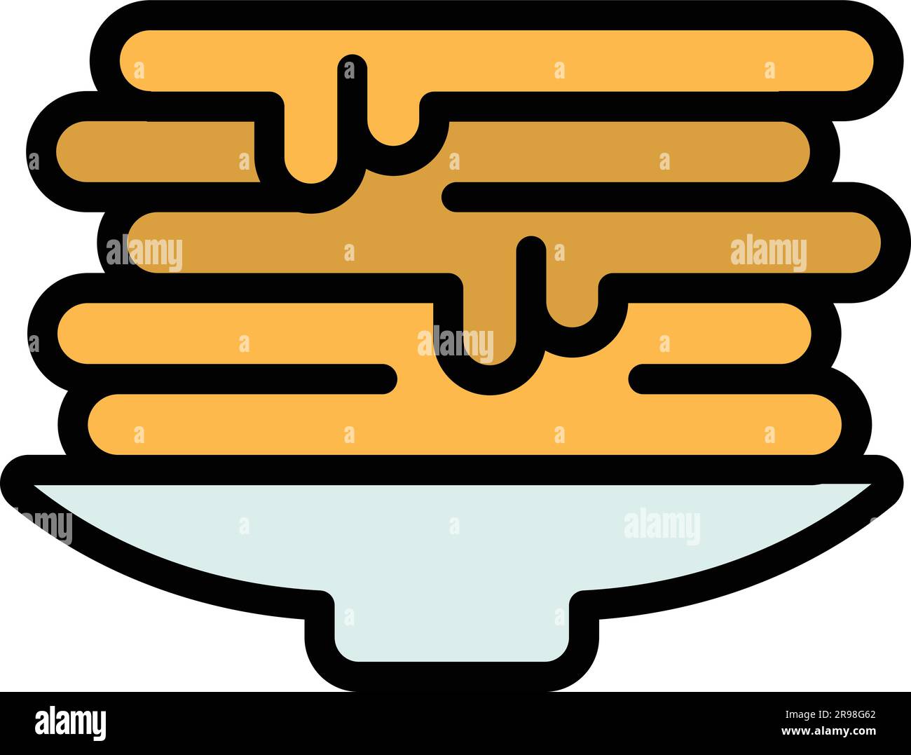 Vecteur de contour d'icône de crêpes. Pile de crêpes. Plat couleur petit déjeuner miel Illustration de Vecteur