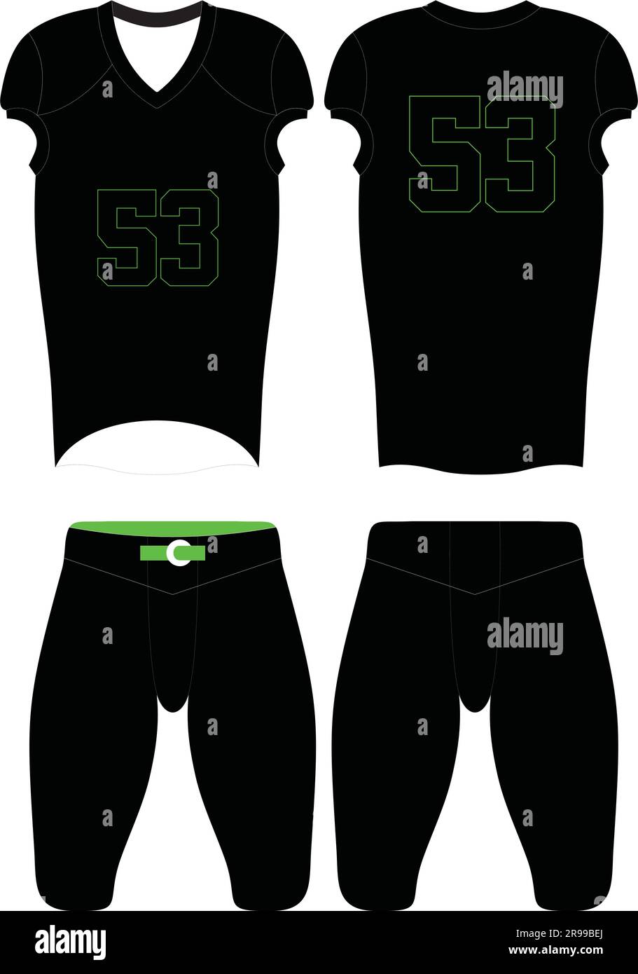 American football Uniform Mock ups Templates vue avant et arrière entièrement modifiable Illustration de Vecteur