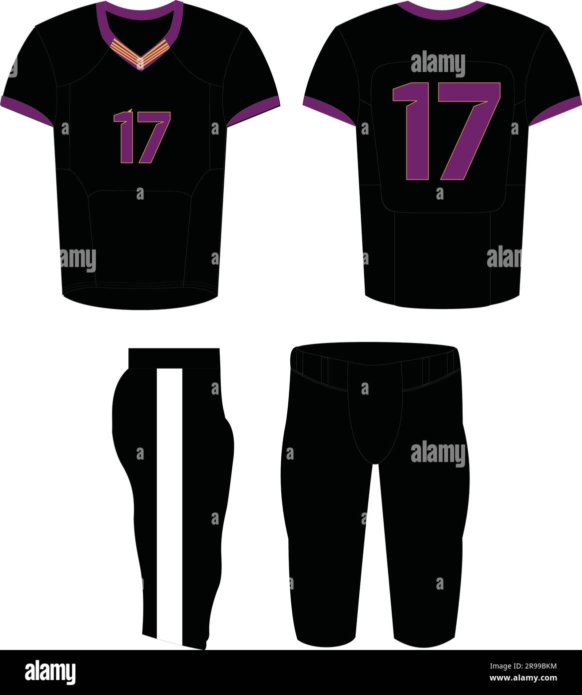 American football Uniform Mock ups Templates vue avant et arrière entièrement modifiable Illustration de Vecteur