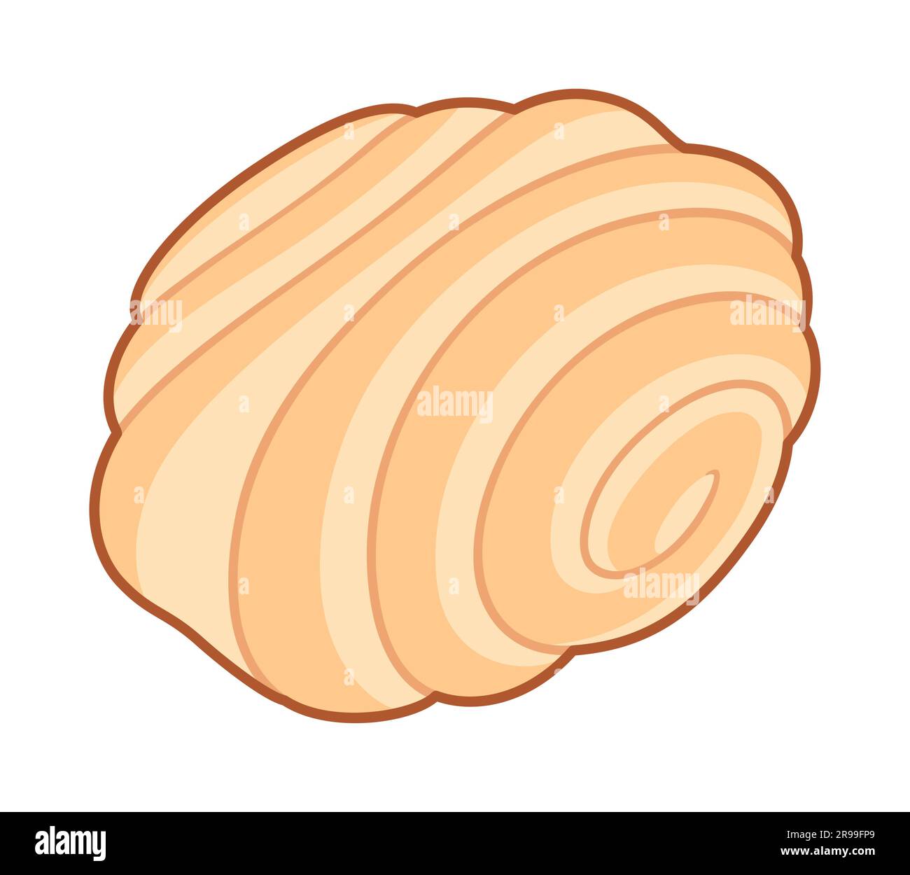 Rouleau de pâtisserie sucré, dessin animé. Pâte feuilletée en forme de spirale. Illustration de clip art vectoriel. Illustration de Vecteur