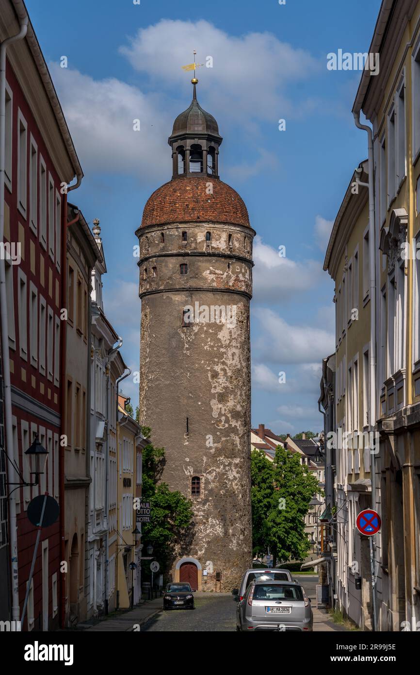 Tour Saint-Nicolas Nikolaiturm, structure défensive circulaire médiévale à Gorlitz en Allemagne Banque D'Images