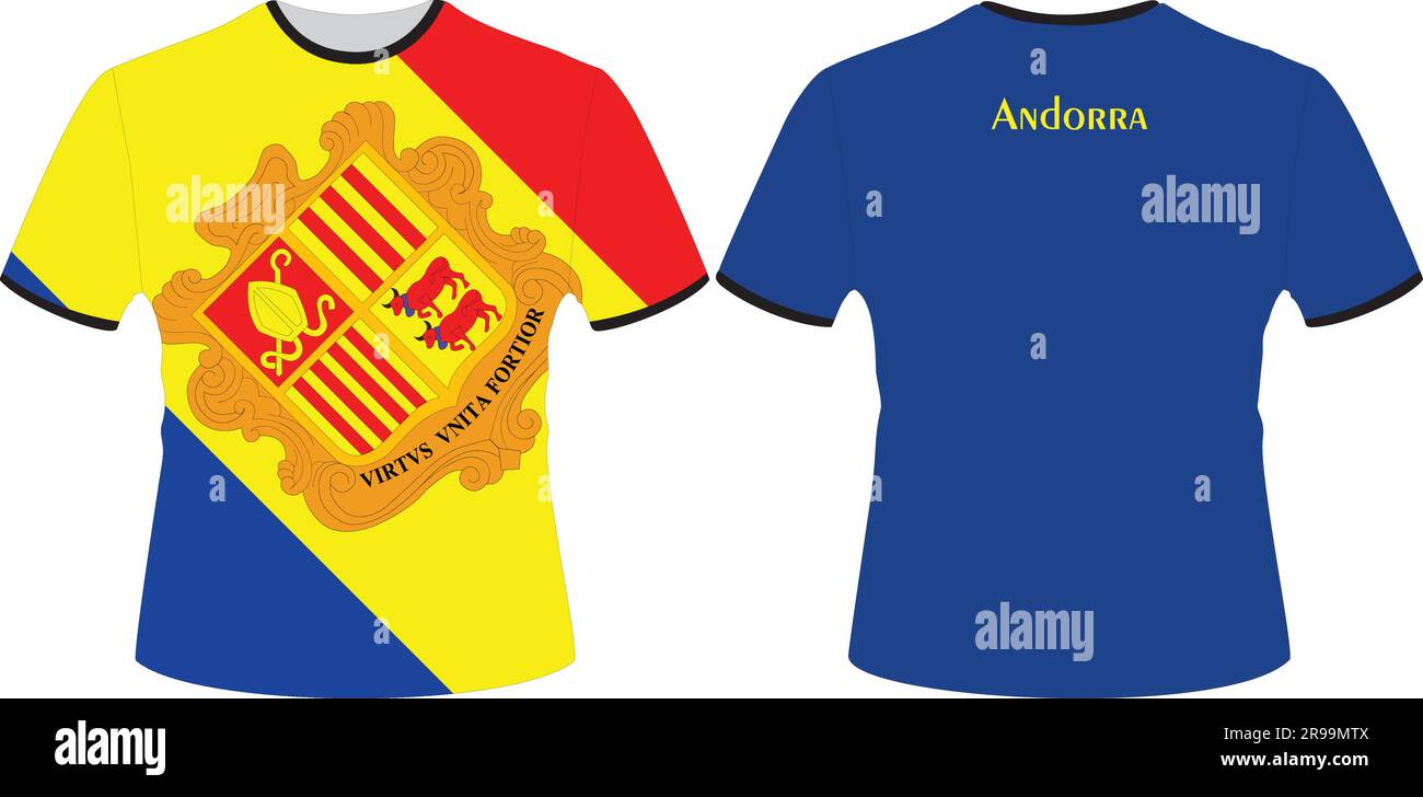 T Shirts Design avec Andorra Flag Vector Illustration de Vecteur