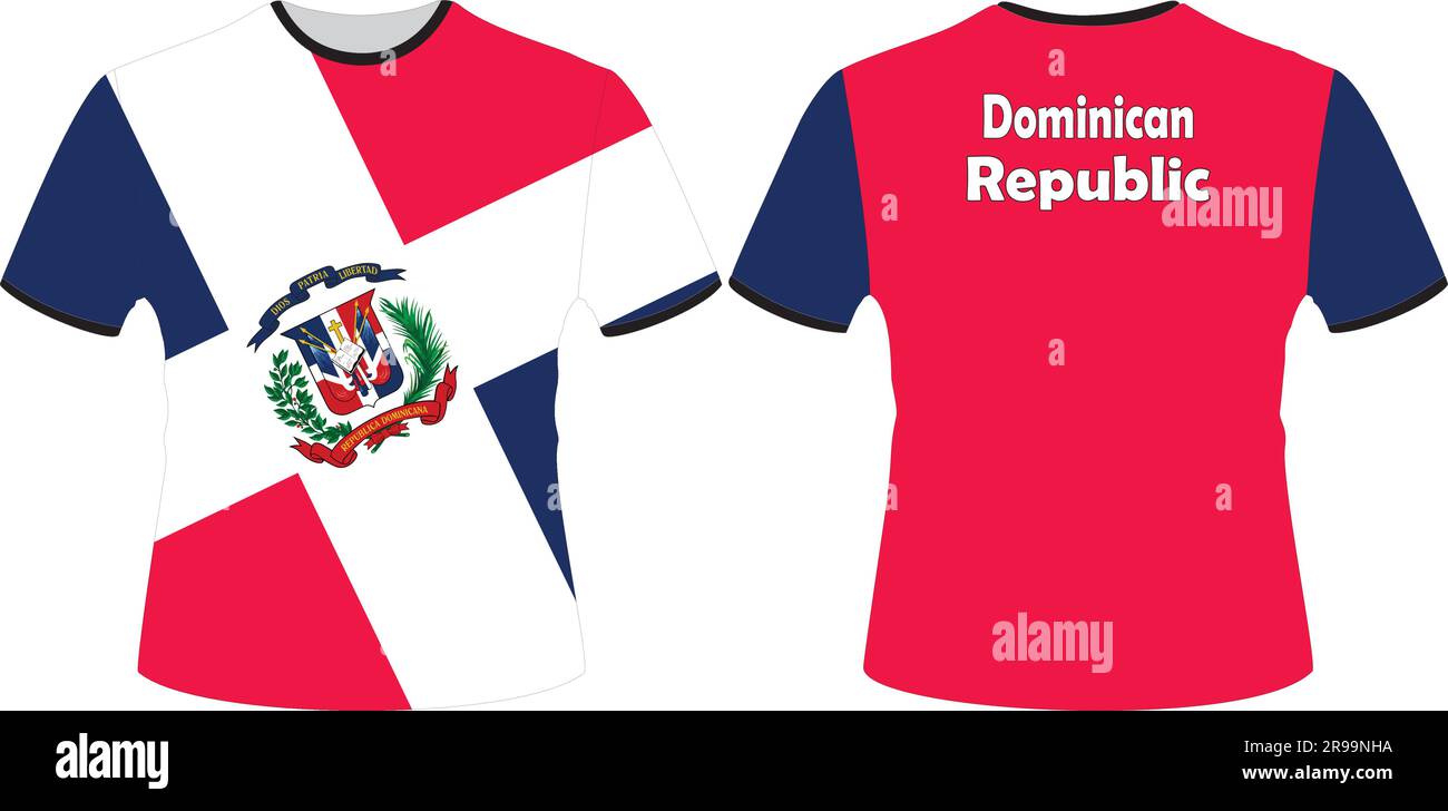 T-shirts à motif vectoriel drapeau de la République dominicaine Illustration de Vecteur