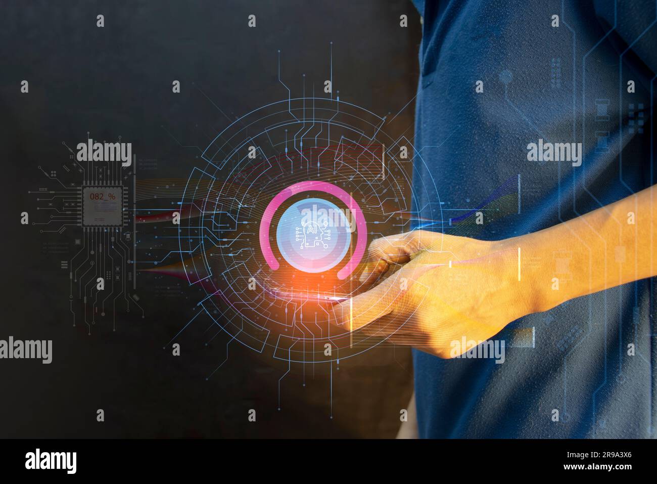 Concepts, développement de l'intelligence artificielle et auto-apprentissage de l'intelligence artificielle. Banque D'Images