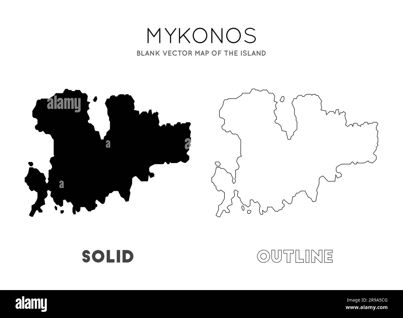 Carte de Mykonos. Carte vectorielle vierge de l'île. Borders of Mykonos pour votre infographie. Illustration vectorielle. Illustration de Vecteur
