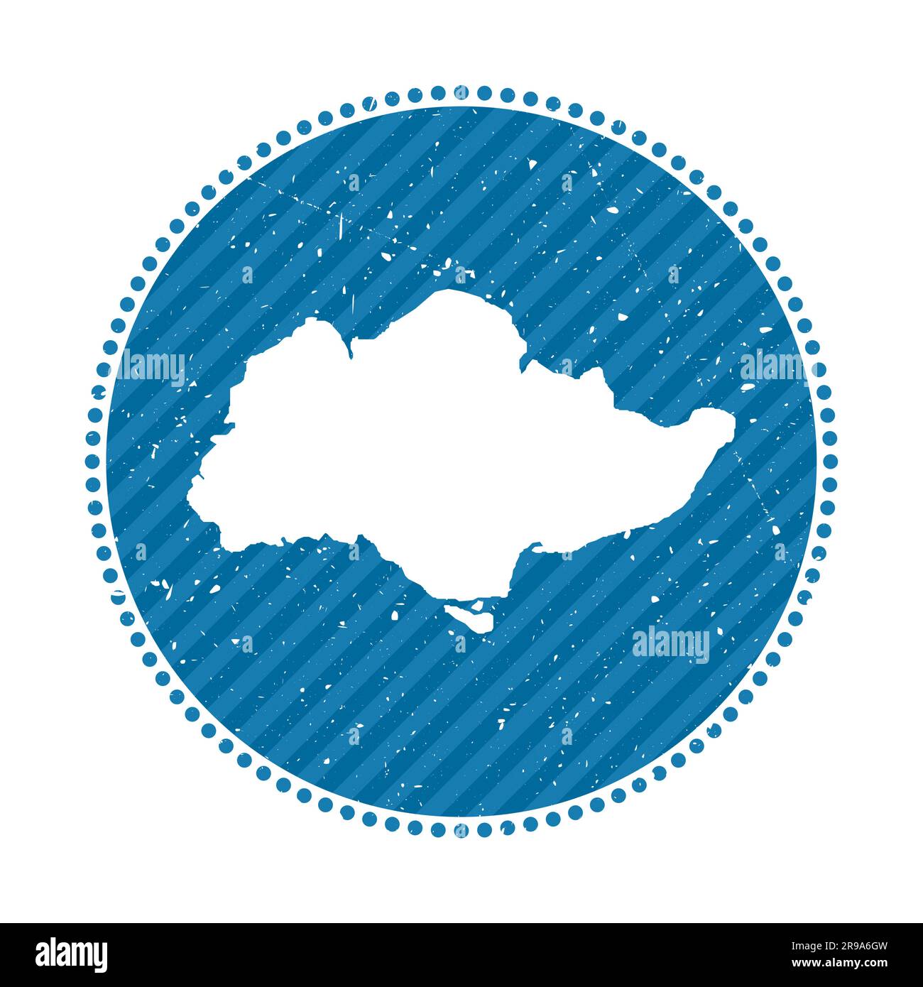 Sticker de voyage rétro rayé Sentosa. Badge avec carte de l'île, illustration vectorielle. Illustration de Vecteur