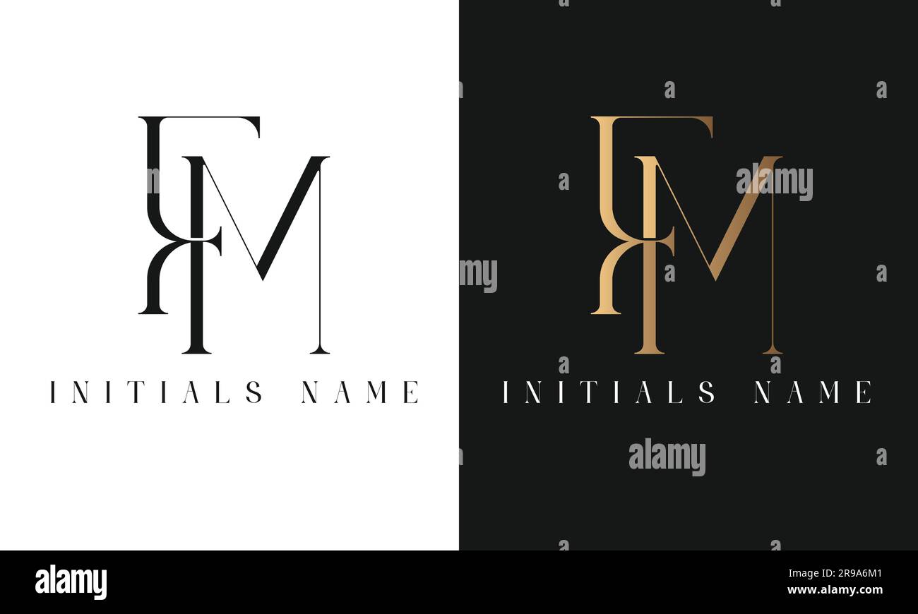 Design de luxe initial FM ou MF Monogram Text Letter logo Design Illustration de Vecteur
