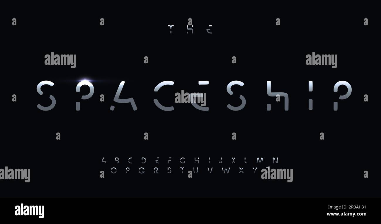 Police futuriste et stencil qui commande l'attention. Lignes épurées frappantes et lettres modernes d'esthétique pour le logo, la typographie ou tout projet de conception Illustration de Vecteur