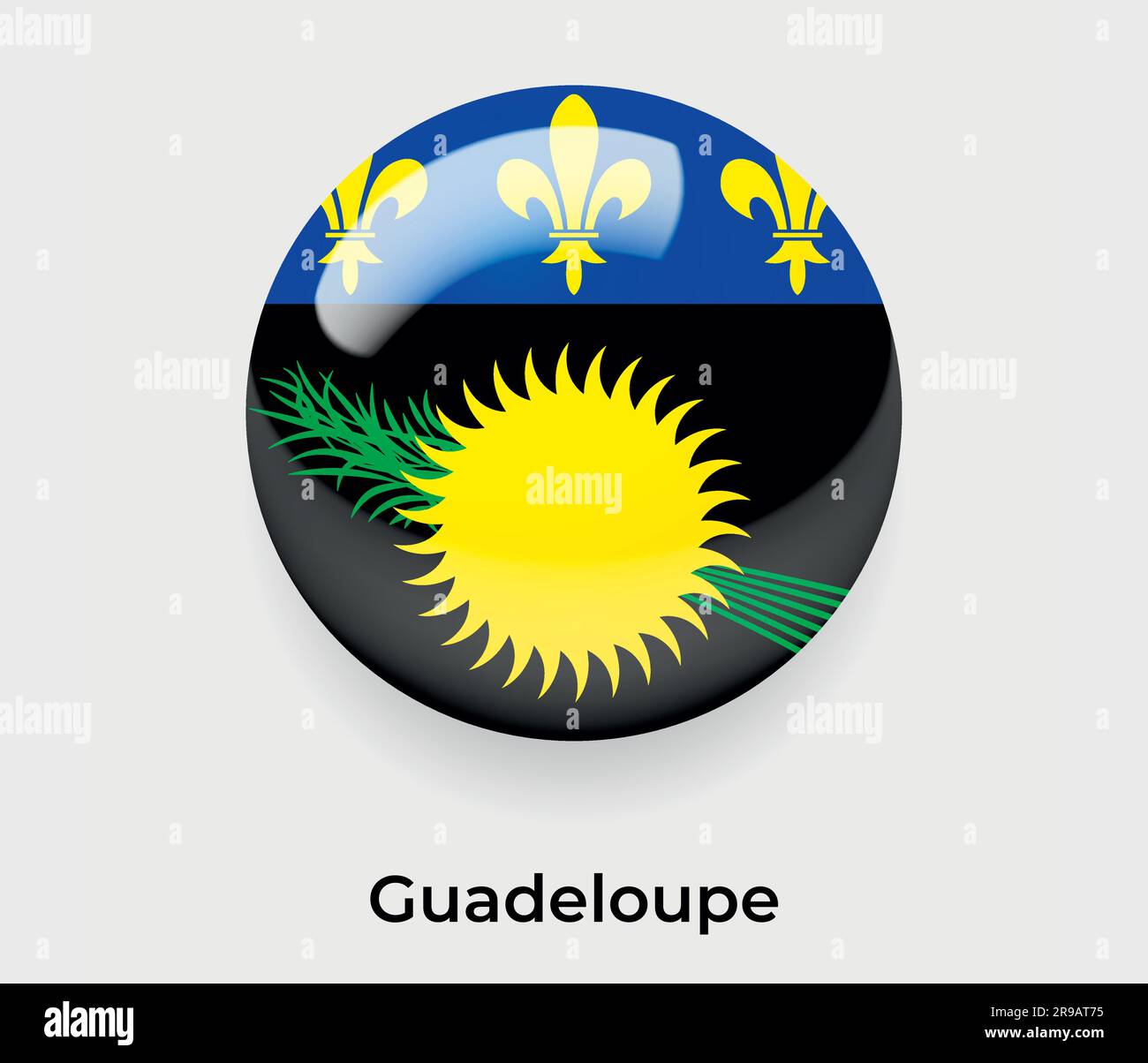 Guadeloupe drapeau brillant bulle cercle forme ronde icône vecteur illustration verre Illustration de Vecteur