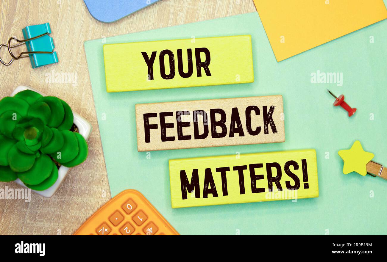 Affiche textuelle indiquant vos commentaires importants Banque D'Images