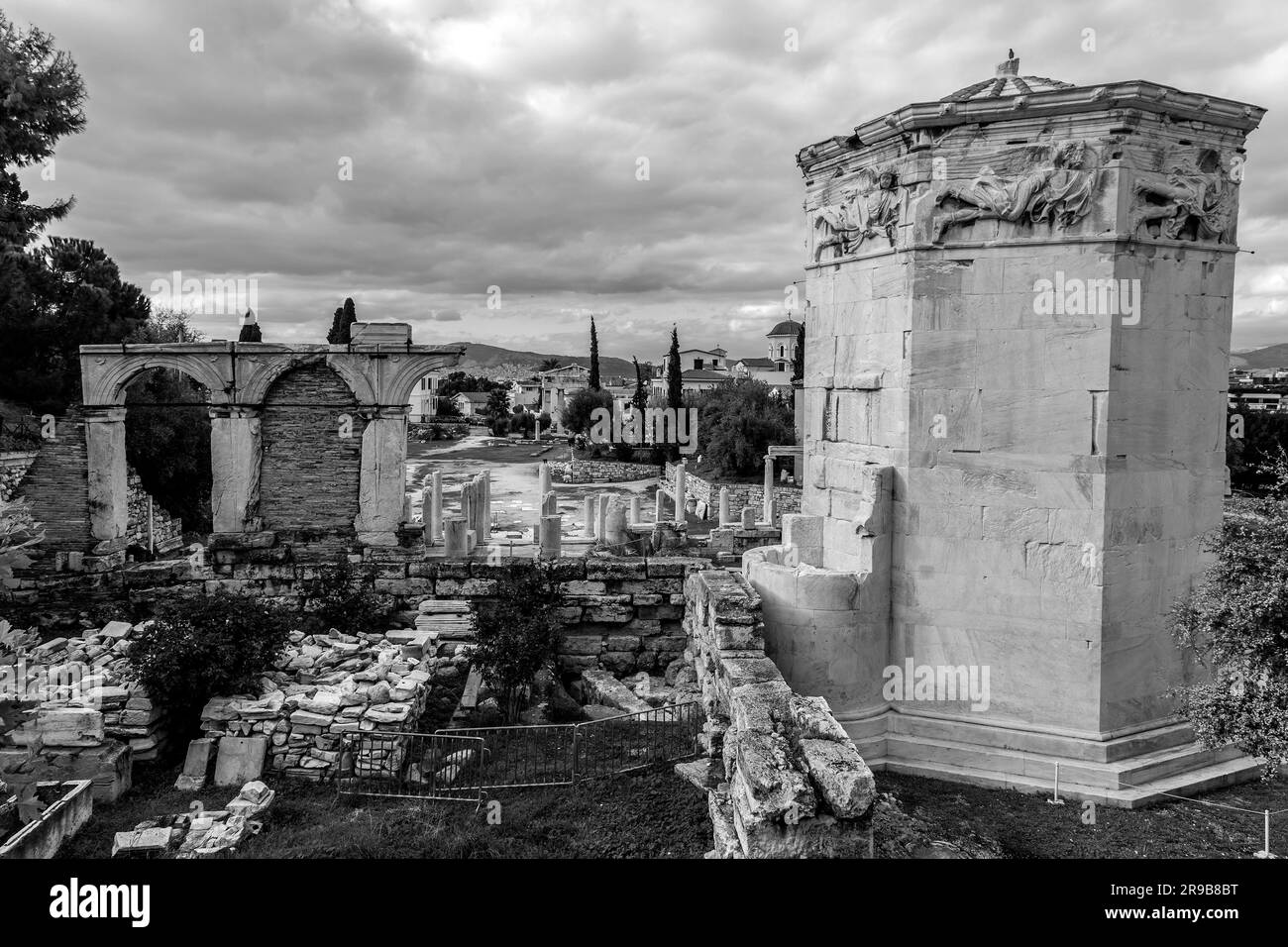 L'Agora romaine est située au nord de l'Acropole et à l'est de l'Agora antique d'Athènes. Banque D'Images