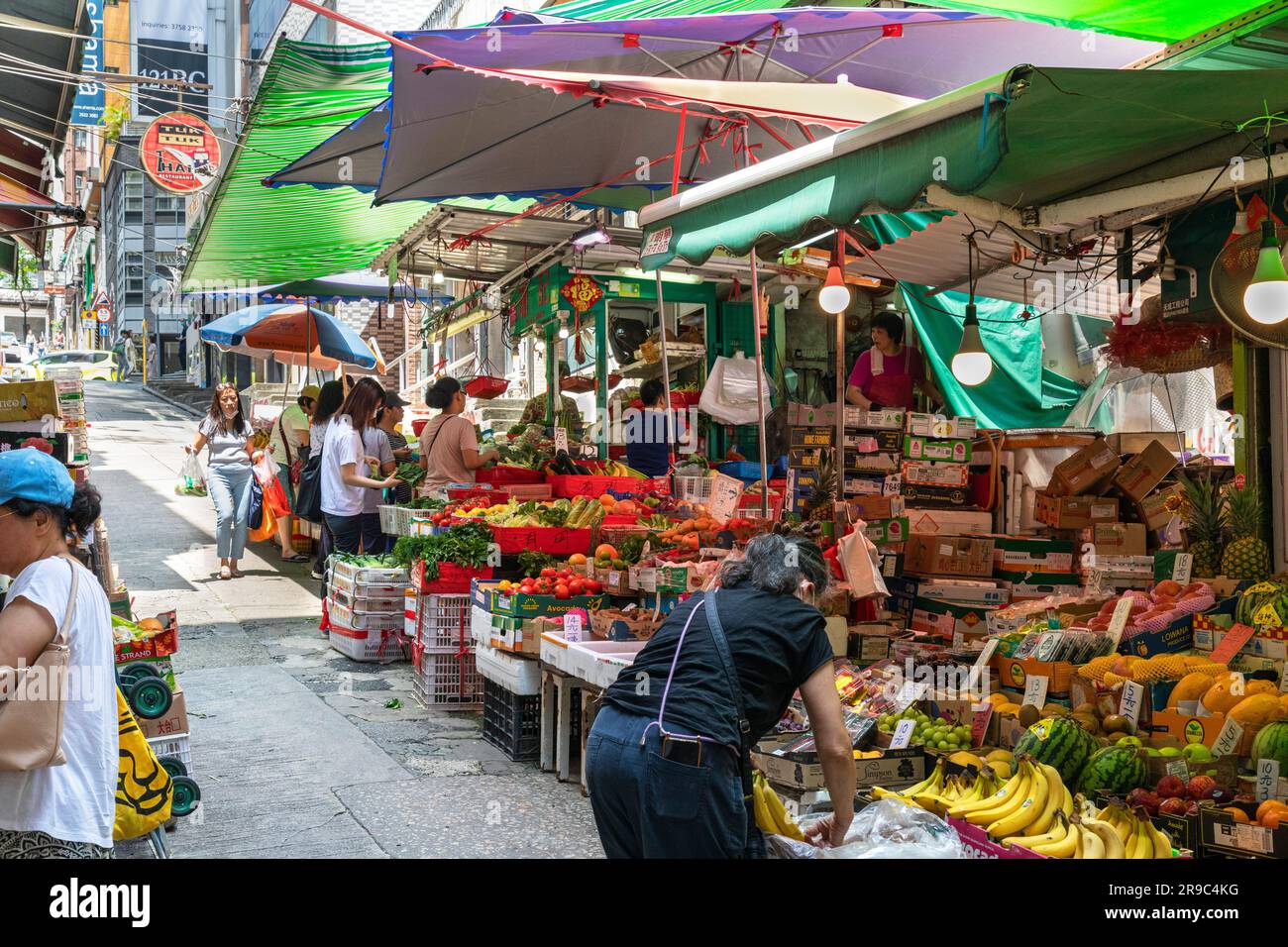 Restaurant de rue en plein air, Stanley Street, Central, Hong Kong, SAR, Chine Banque D'Images