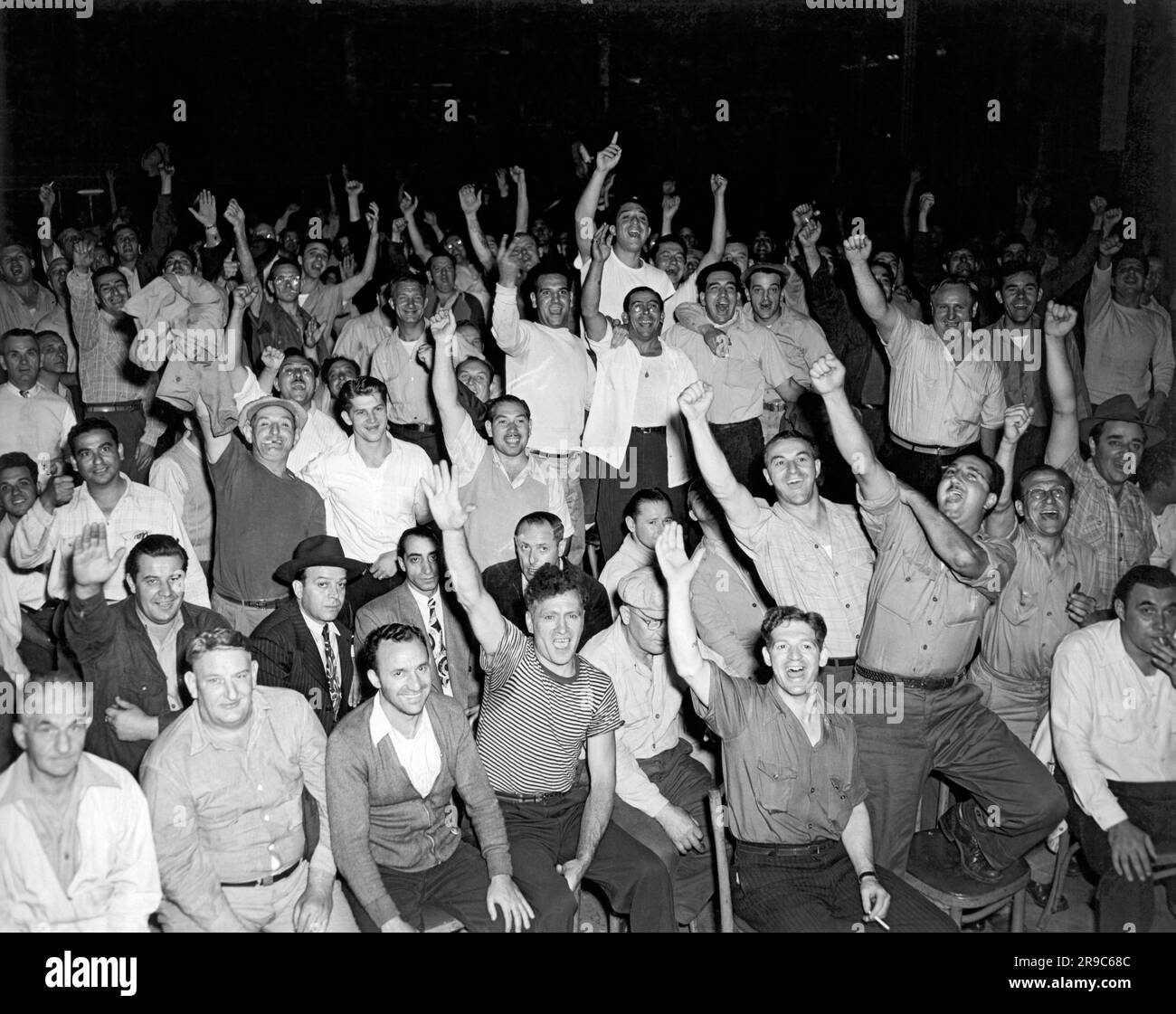 New York, New York : 1936 Teamsters se rallient à la section locale 807 pour appuyer la grève des syndicats maritimes nationaux. Banque D'Images