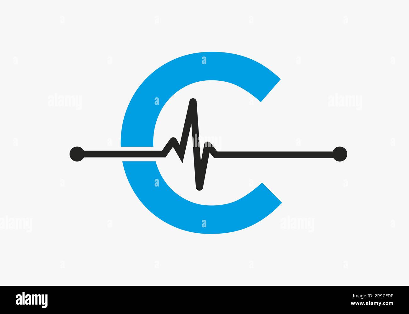 Lettre C logo Heartbeat pour symbole médical ou de santé. Modèle de logo médical Illustration de Vecteur