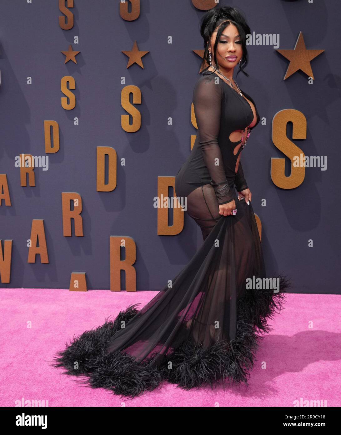 Los Angeles, États-Unis. 25th juin 2023. Ari Fletcher arrive aux 2023 BET Awards qui ont eu lieu au Microsoft Theatre de Los Angeles, CA, dimanche, ?25 juin 2023. (Photo par Sthanlee B. Mirador/Sipa USA) crédit: SIPA USA/Alay Live News Banque D'Images