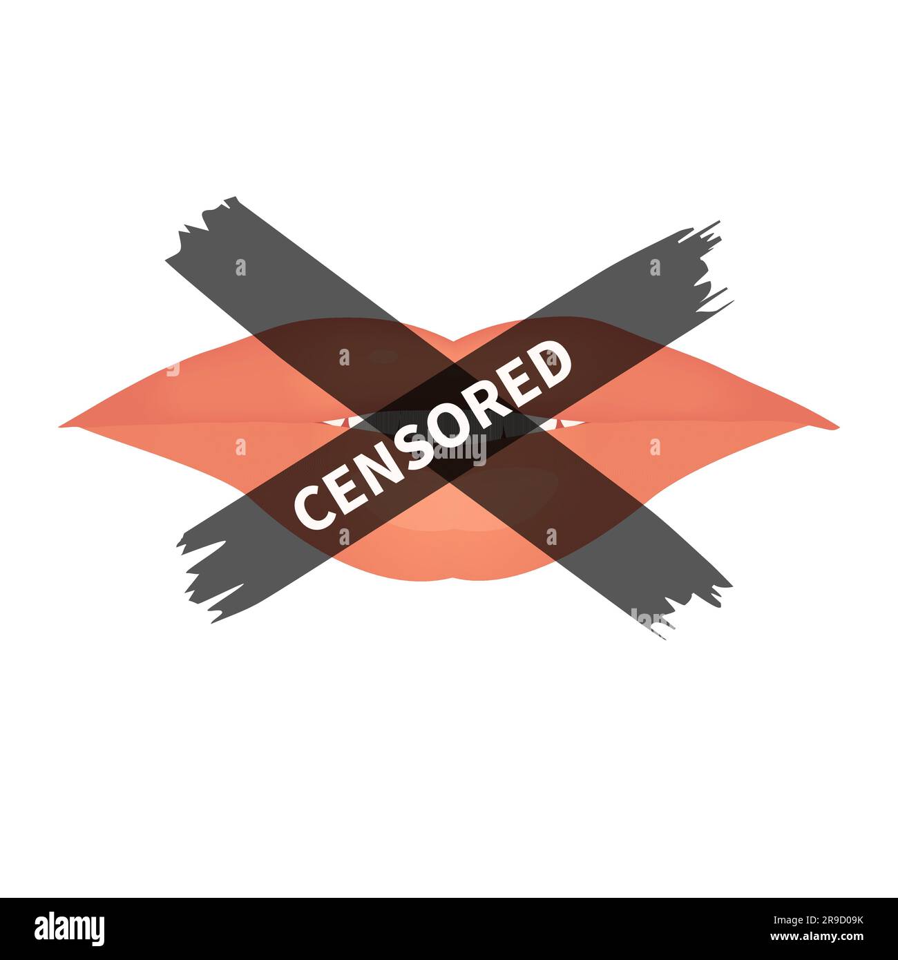 Icône censurée d'interdiction de la bouche fermée des femmes sans voix Illustration de Vecteur