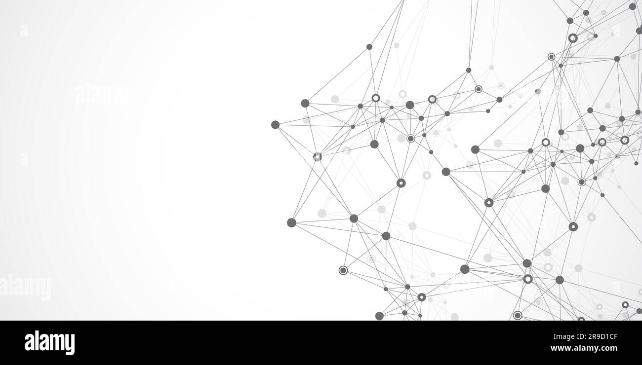 Chiffres résumé fond avec ligne et points, flux d'onde. Réseaux de neurones numériques. Connexion réseau et l'arrière-plan pour votre présentation Banque D'Images