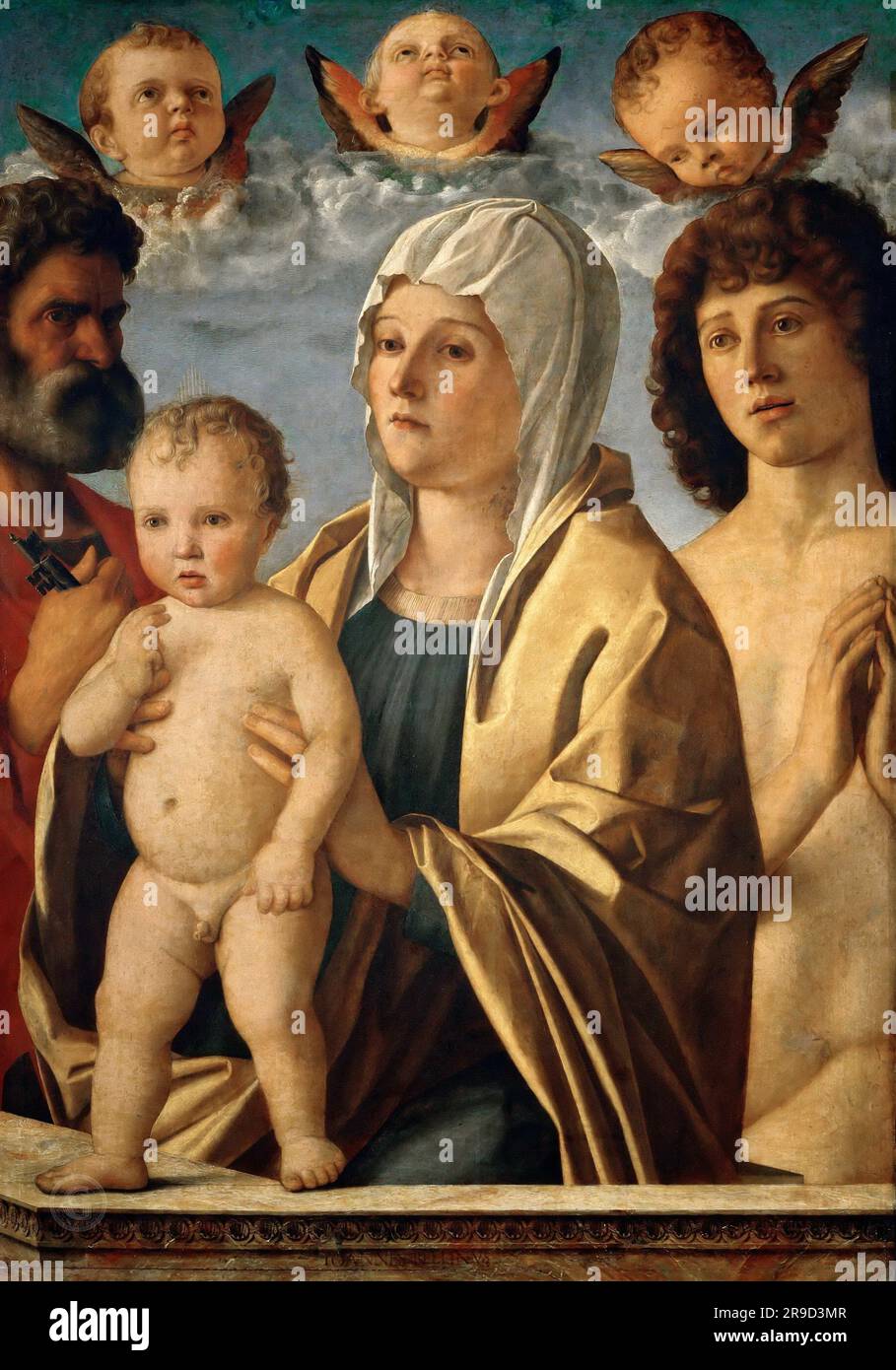 Giovanni Bellini – Madonna et l'enfant avec les saints Pierre et Sébastien c.1480, Banque D'Images