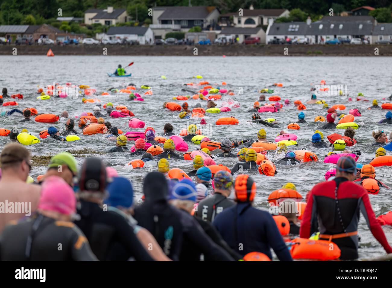 Kessock Ferry, Inverness, Royaume-Uni. 25th juin 2023. Voici des scènes du ferry de Kessock Swim qui est un événement de charité où les nageurs traversent l'ancienne ligne de ferry entre Kessock et Beauly. Credit: JASPERIMAGE / Alamy Live News Banque D'Images