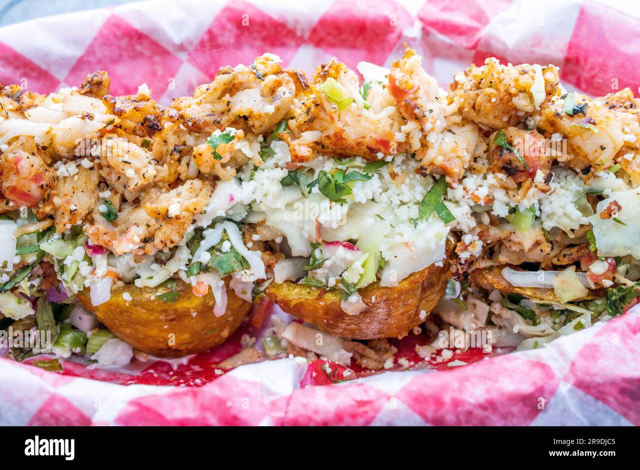 Lobster Tostones, Cuban Food Southern Most Sandys Cafe, Food Truck Key West, Floride, États-Unis Banque D'Images