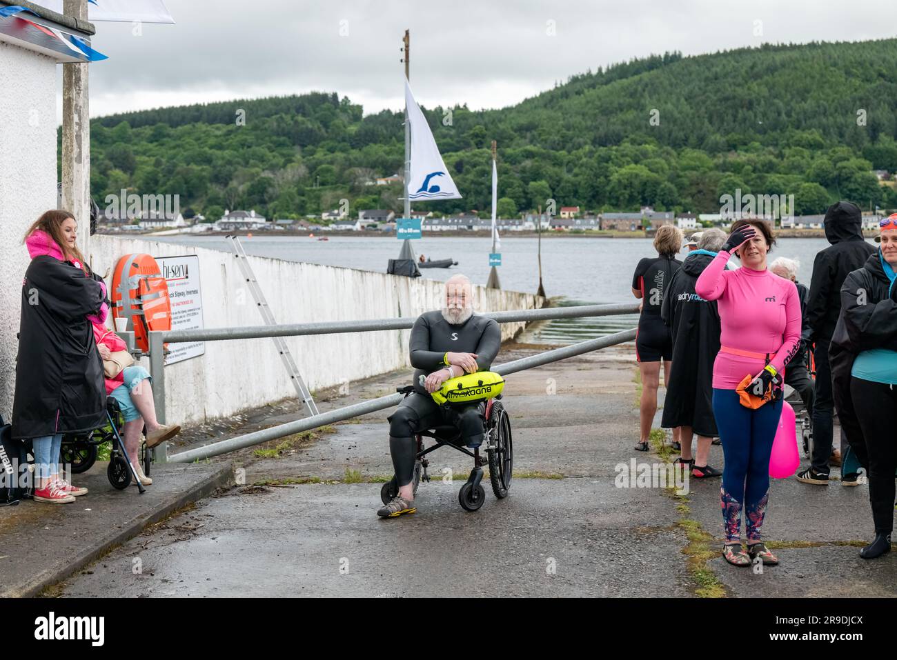 Kessock Ferry, Inverness, Royaume-Uni. 25th juin 2023. Voici des scènes du ferry de Kessock Swim qui est un événement de charité où les nageurs traversent l'ancienne ligne de ferry entre Kessock et Beauly. Credit: JASPERIMAGE / Alamy Live News Banque D'Images