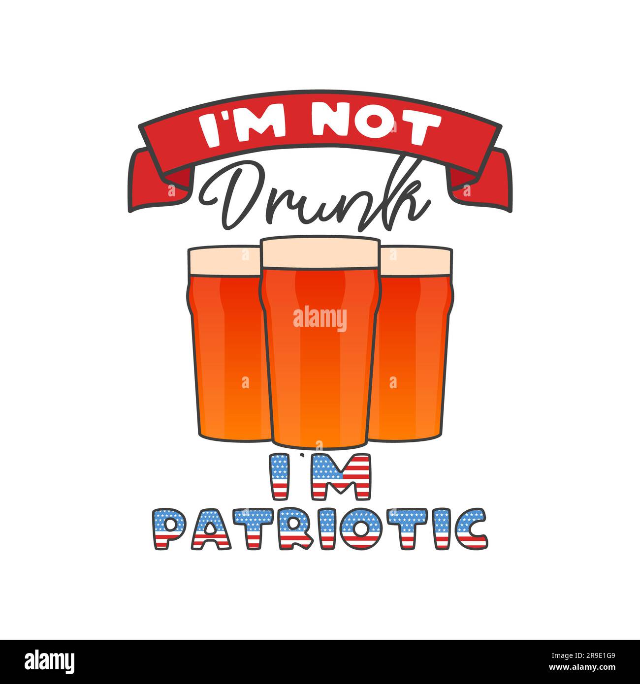 4th de juillet typographie design avec citation - je ne suis pas ivre IM patriotique et bière. LA fête DE l'indépendance AMÉRICAINE. Quatrième de juillet calligraphie, lettrage comp Banque D'Images