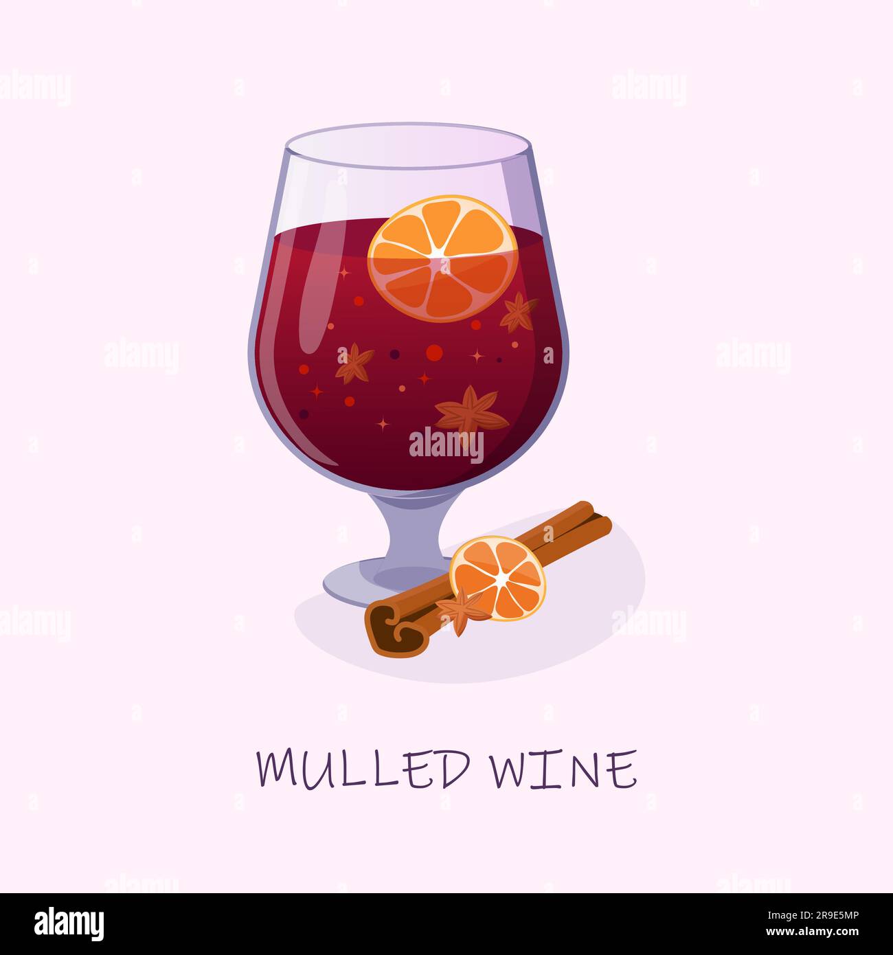 vin chaud dans un verre à l'orange cannelle et à l'anis. Illustration vectorielle Illustration de Vecteur