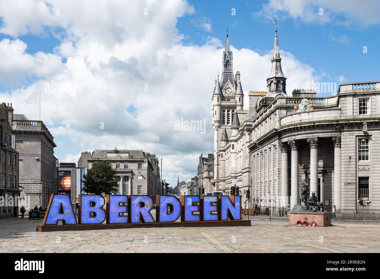 Aberdeen Scotland UK - panneau touristique d'Aberdeen Banque D'Images