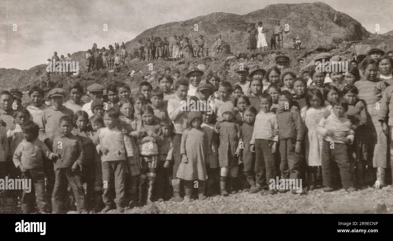 Greenlanders à Julianehaag, Julianehab, Qaquortoq Groenland, 1924 Banque D'Images