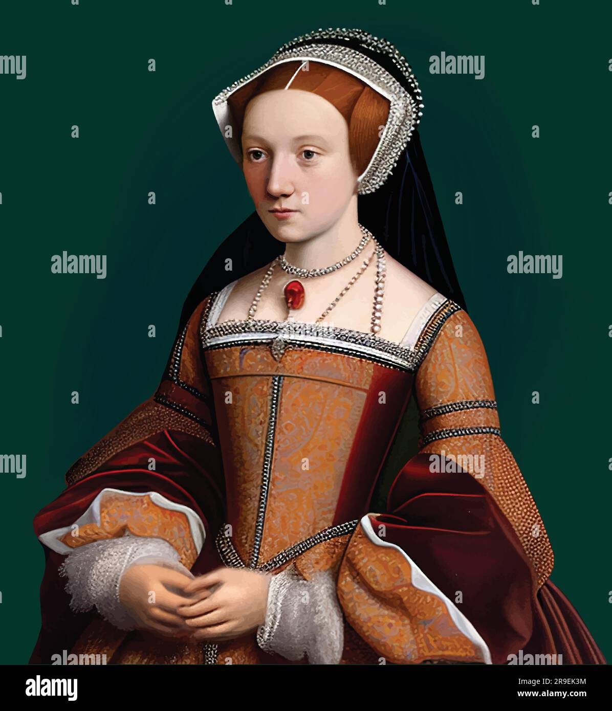 Vecteur d'interprétation d'Elizabeth I (1533-1603) en tant que jeune femme. Illustration de Vecteur