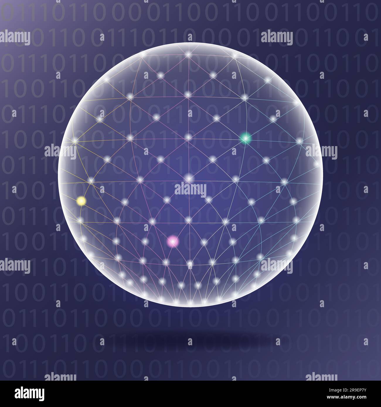 Sphère avec lignes connectées. Connexions numériques globales. Illustration filaire. Motif abstrait à 3D grilles. Illustration vectorielle. Illustration de Vecteur