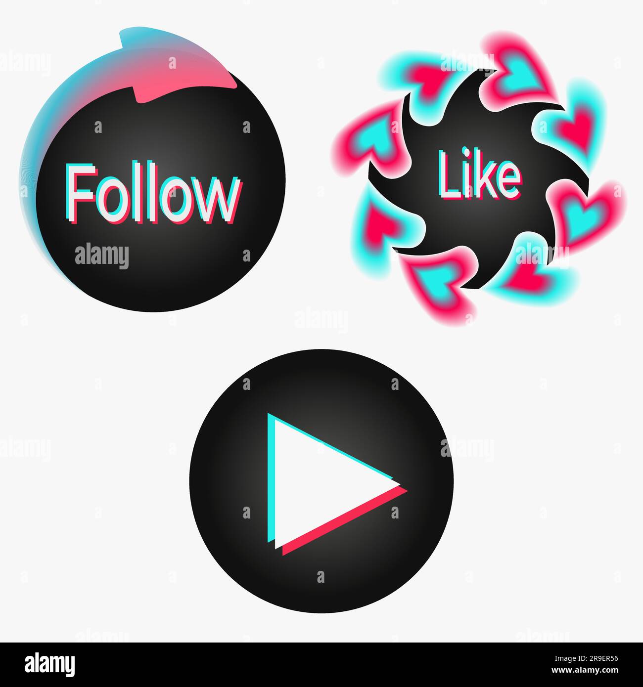 Icône définie pour un réseau social populaire. Noir-bleu-rose moderne publicité de la conception de médias sociaux. Cercle illustration vecteur isolé sur blanc Illustration de Vecteur