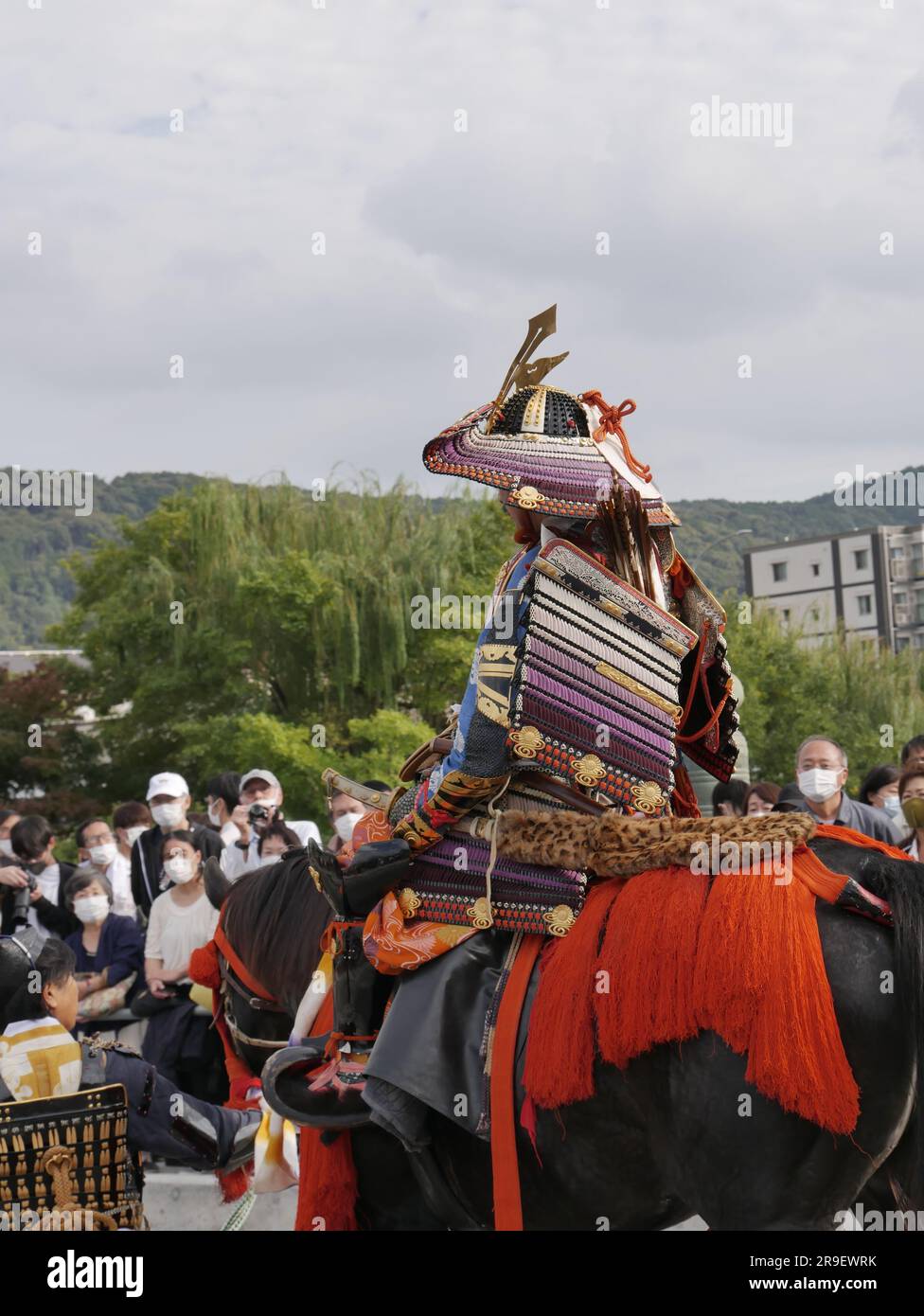 Un samouraï sur un cheval au Jidai Matsuri à Kyoto, octobre 2022 Banque D'Images