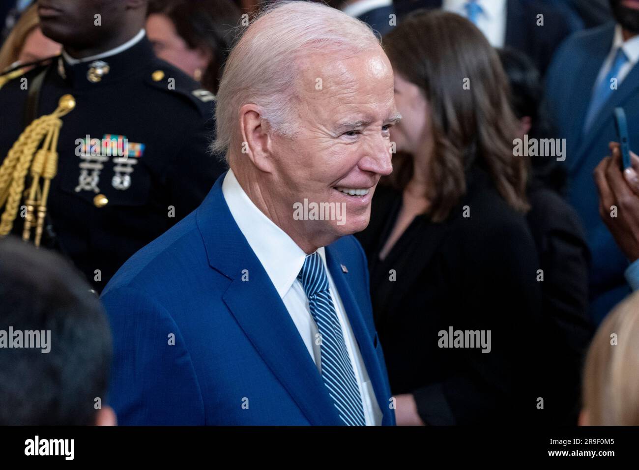 Washington, États-Unis. 26th juin 2023. ÉTATS-UNIS Le président Joe Biden parle de l'annonce de l'Administration sur l'infrastructure Internet à haute vitesse dans la salle est de la Maison Blanche à Washington, DC lundi, 26 juin 2023. Photo de Ken Cedeno/UPI crédit: UPI/Alay Live News Banque D'Images