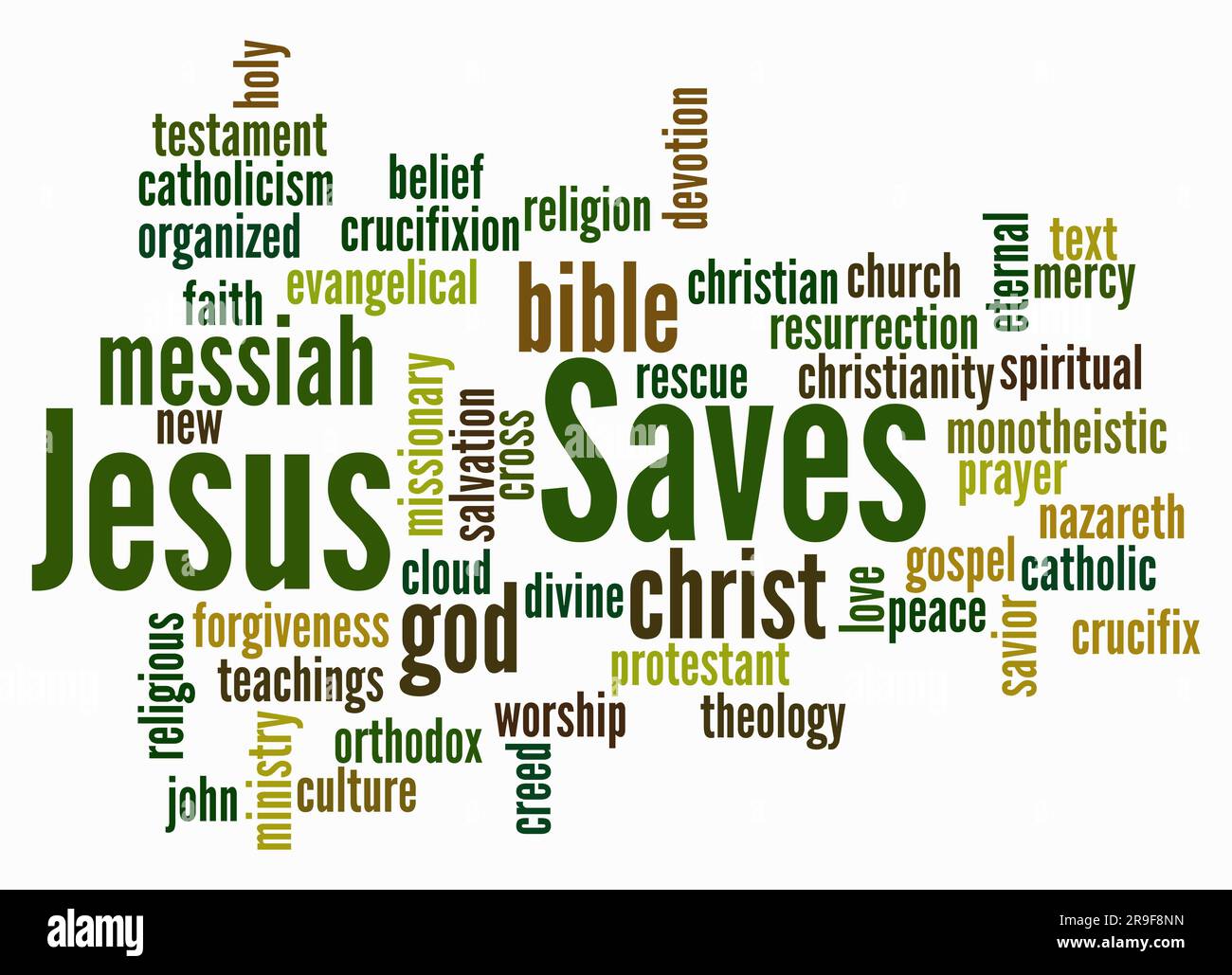 Nuage de mots avec JÉSUS SAUVE concept créer avec texte seulement. Banque D'Images