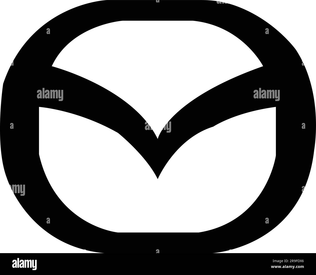 Mazda logo icône marque de voiture symbole célèbre étiquette identité style Haut de l'industrie automobile leader art design vecteur. Panneau d'emblème d'automobile noir Illustration de Vecteur