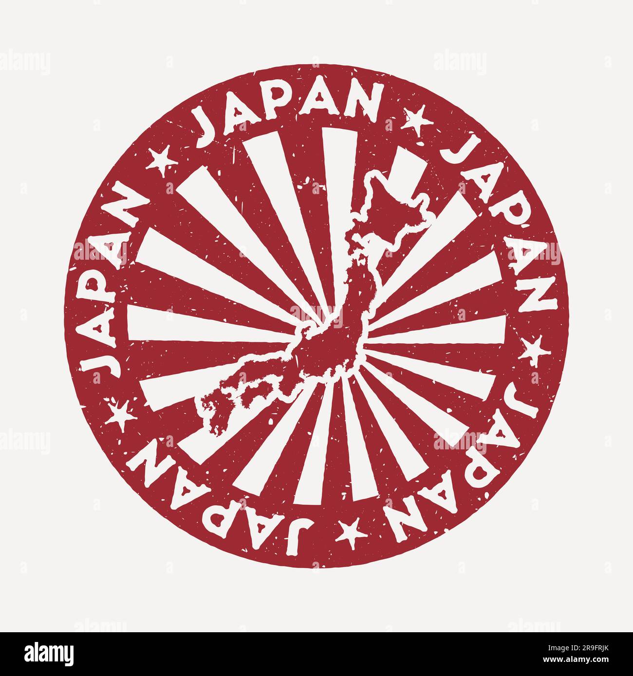 Timbre du Japon. Voyager tampon en caoutchouc rouge avec la carte du pays, illustration vectorielle. Illustration de Vecteur
