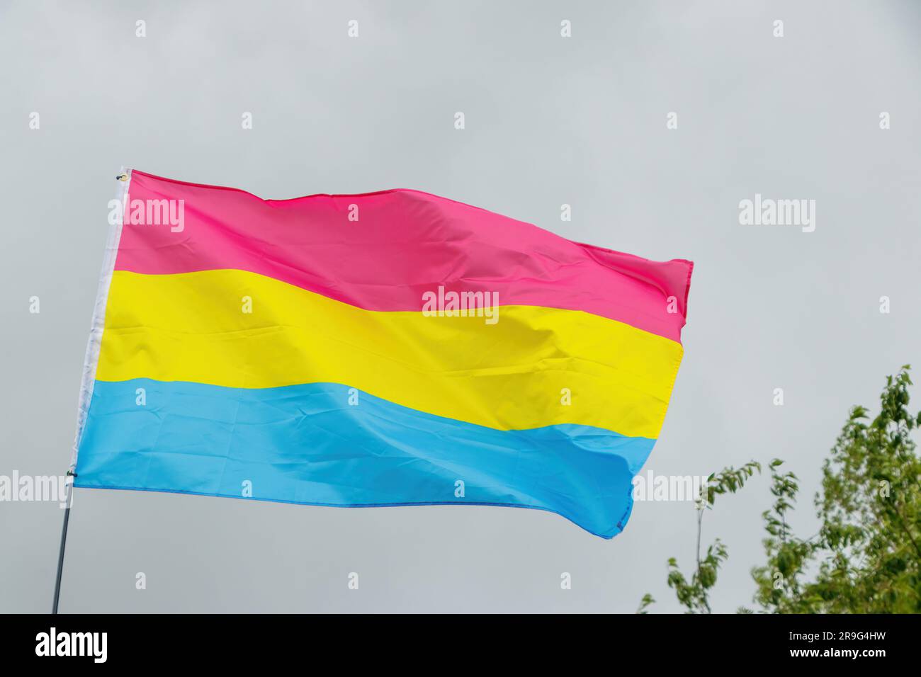 Drapeau de la fierté pansexuelle au défilé de la fierté gay Stoke on Trent Banque D'Images