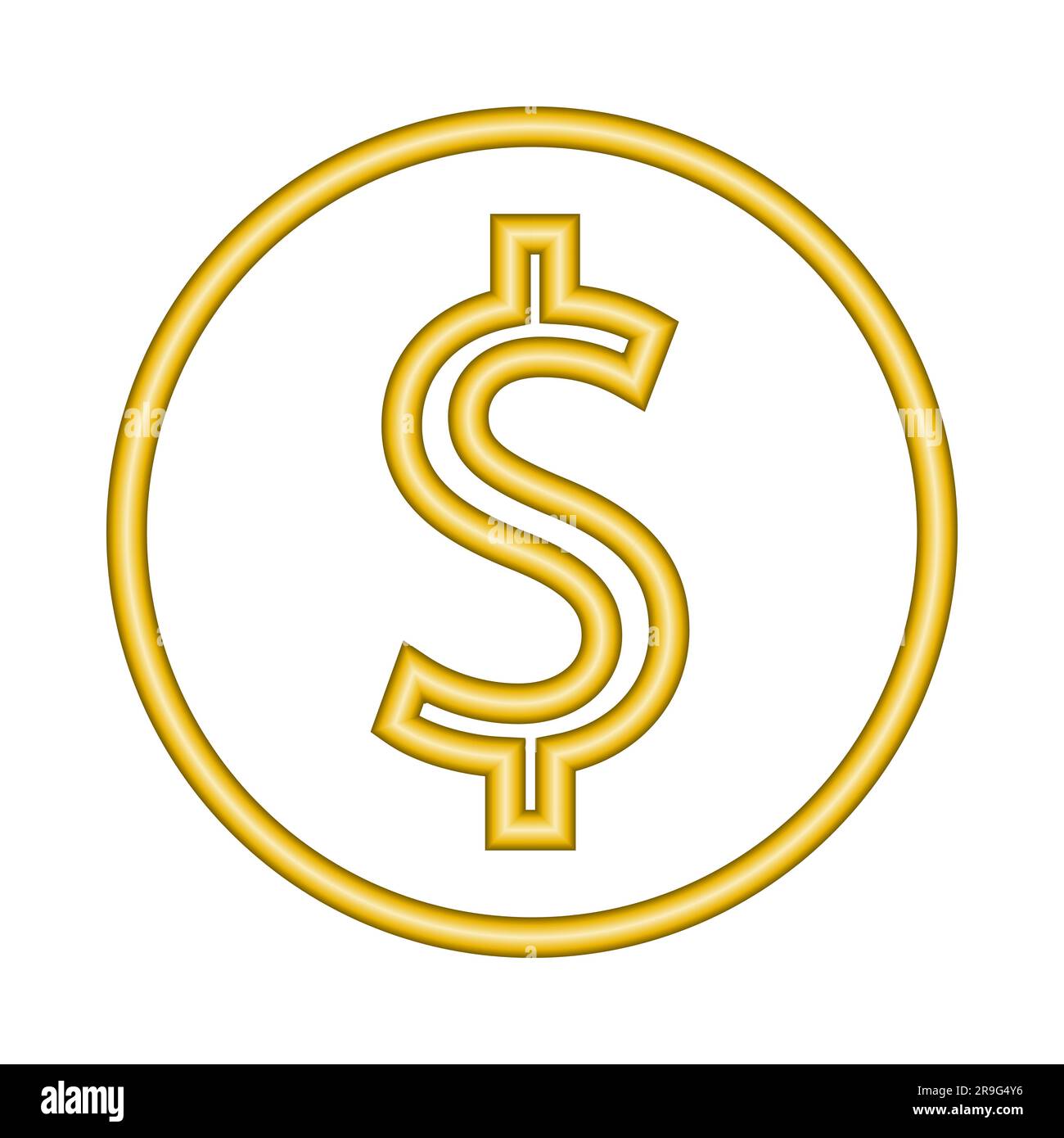 3D symbole de dollar d'or icône de pièce d'or argent design signe de monnaie en cercle d'or illustration vectorielle isolée sur fond blanc Illustration de Vecteur